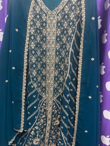 Fancy Teal Embroidered Kurta Set