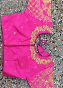 Pink Embroidered Sari Blouse