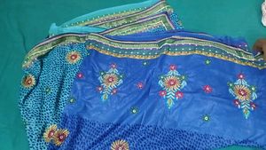 Beautiful Blue Embroidered Saree