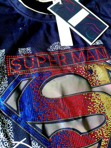 Superman Shainy Tshirt For Kids 5 To 7 Year