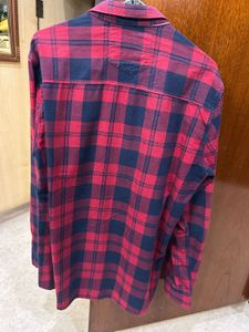 Men's Red &amp; Blue Plaid Flannel Shirt