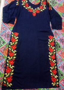 Navy Blue Embroidered Kurti (Unused)