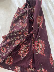 Maroon Floral Sleeveless Kurta