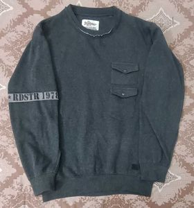 Roadster Charcoal Grey Solid Sweatshirt