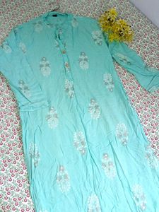 💙 classic Aqua Blue Printed Kurti