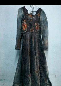 Organza Dress Dark Blue Colour With Dupatta