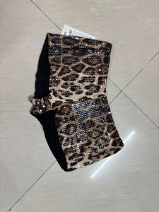 animal print shorts party wear