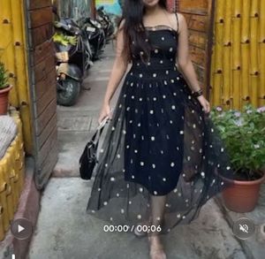 Chic Black floral Mesh Dress