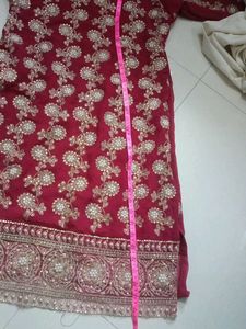 Maroon Embroidered Kurta Set