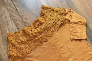 Mustard Yellow Off-Shoulder Lace Top