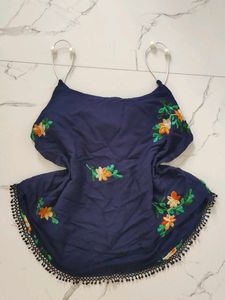 Embroidered Navy Blue Ethnic top