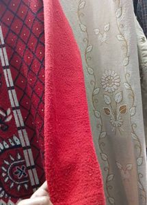 Red Embroidery Kurta