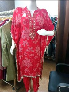 Beautiful Red Ethnic Kaftan Kurta Set
