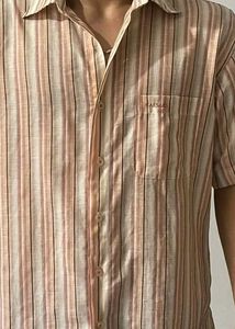 Striped Short Sleeve Button-Up Shirt