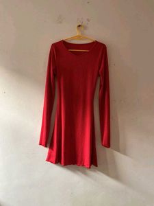 Chic Red Long Sleeve Mini Dress