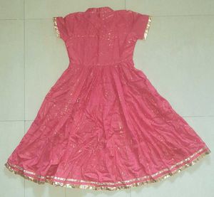 SRISHTI Pink &amp; Gold Anarkali Kurta Churidar