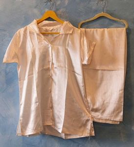 Satin Pajama Set-White