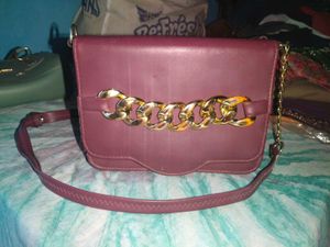 Chic Maroon Crossbody Bag with Gold Chain