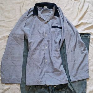 Blue Striped Button-Down oversized Shirt