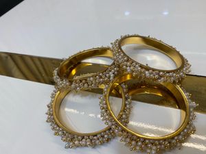 Gold Bangles with Pearls