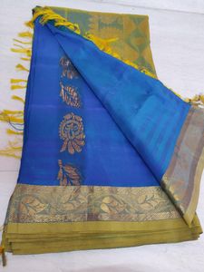 Beautiful Gold & Blue Saree