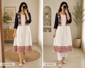 Elegant  white  Embroidered Anarkali Dress ✨