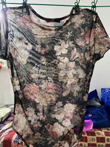 Sheer Floral Bodysuit Top