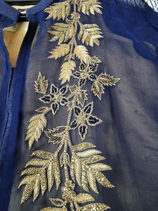 Elegant Navy Blue Embroidered Tunic