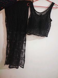 Black Lace Off-Shoulder Top &amp; Maxi Skirt Set