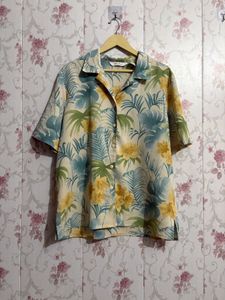 Tropical Print Button-Up Shirt