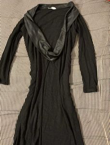 Elegant Black Long Sleeve Drape Dress