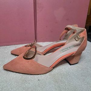 YUGE Peach Heels with Ankle Strap