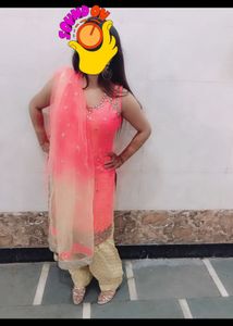 Coral And Gold Indian Salwar Kameez