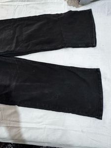 Wide Leg Washed Black Jeans