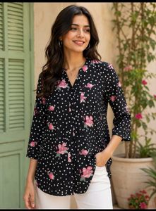 Chic Polka Dot & Floral Print Top
