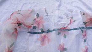 High Low Floral Print Organza Gown