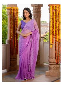 Lavender Saree with Mirror Work