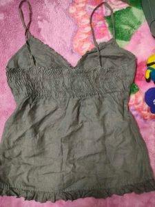 Ruffle Trim Deep Neck Cami Top💚