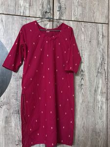 Maroon Kurta with White Motifs