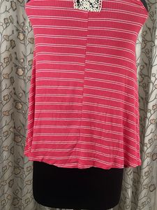 Pink Striped Sleeveless Top