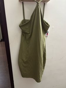 Olive Green Spaghetti Strap Mini Dress