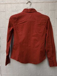 Korean Pintrest Chic Burgundy Button-Up Shirt