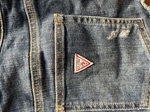 GUESS JEANS Distressed Denim Short Overalls