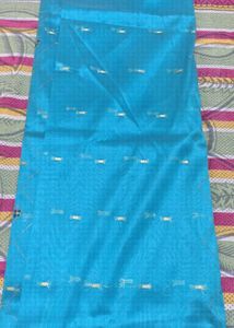 Elegant Sky Blue Saree with Gold Border