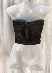 Metallic Ruched Twist Tube Top