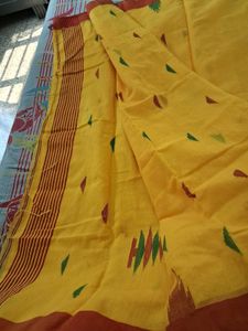 Yellow Cotton Saree for Haldi