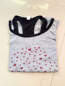 Grey Heart Print Racerback Tank Top