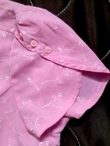 Pink Embroidered Short Sleeve Shirt