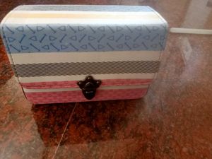 Striped Clutch with Metal Clasp