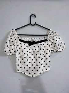 Cute Polka Dot Off-Shoulder Top